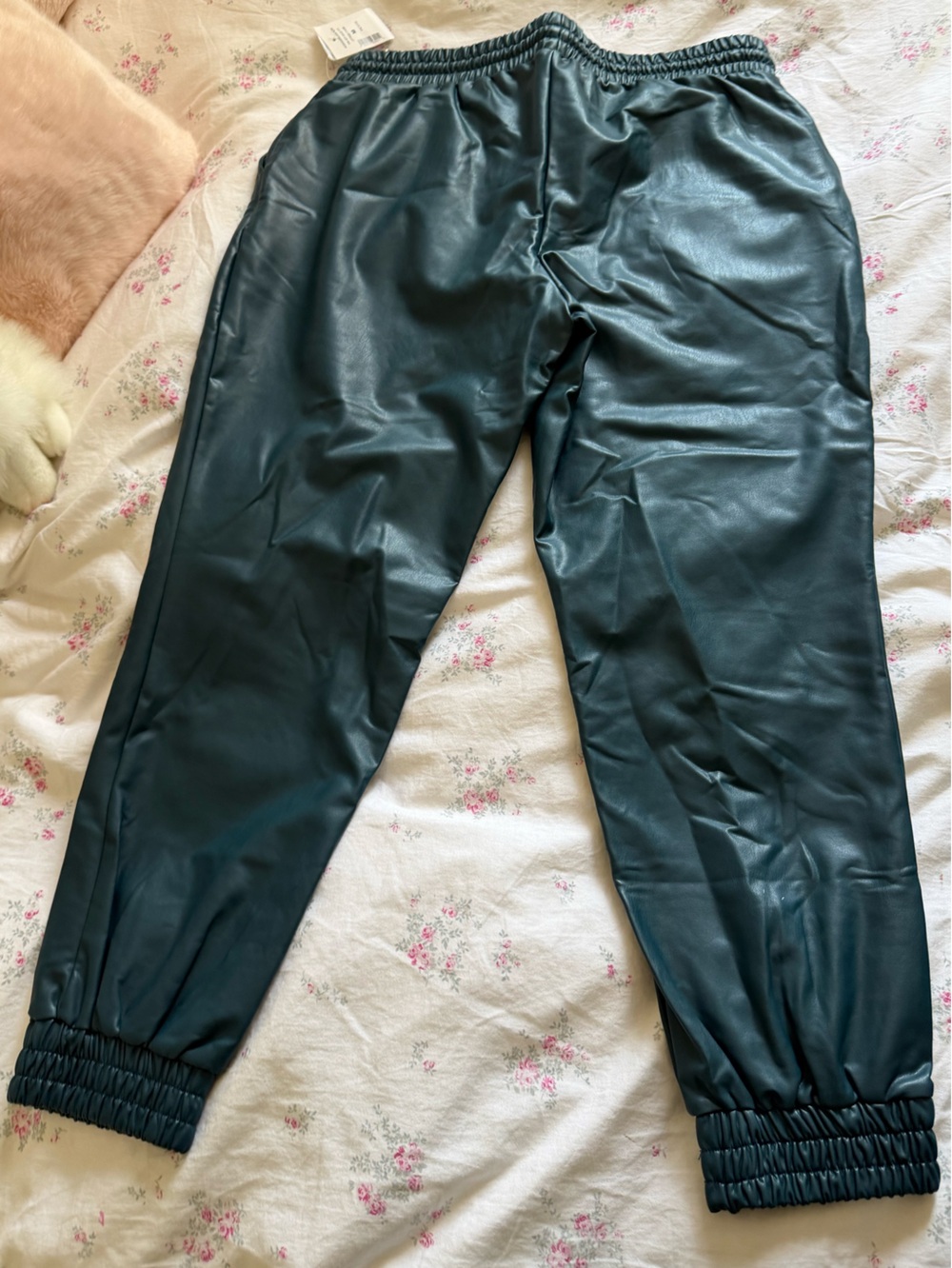 cleo Black Faux Leather Jogger Pants